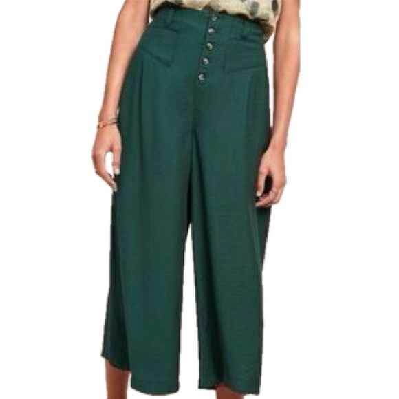 Anthropologie Ett:Twa High-Waisted Wide Leg Crop Trousers Palazzo Lucerne Pants - Picture 1 of 7